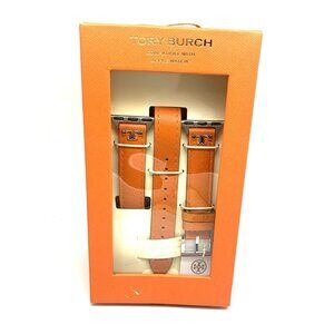 Tory Burch Apple Watch Case 38-45mm Double Wrap Brown Leather Strap TBS0113E